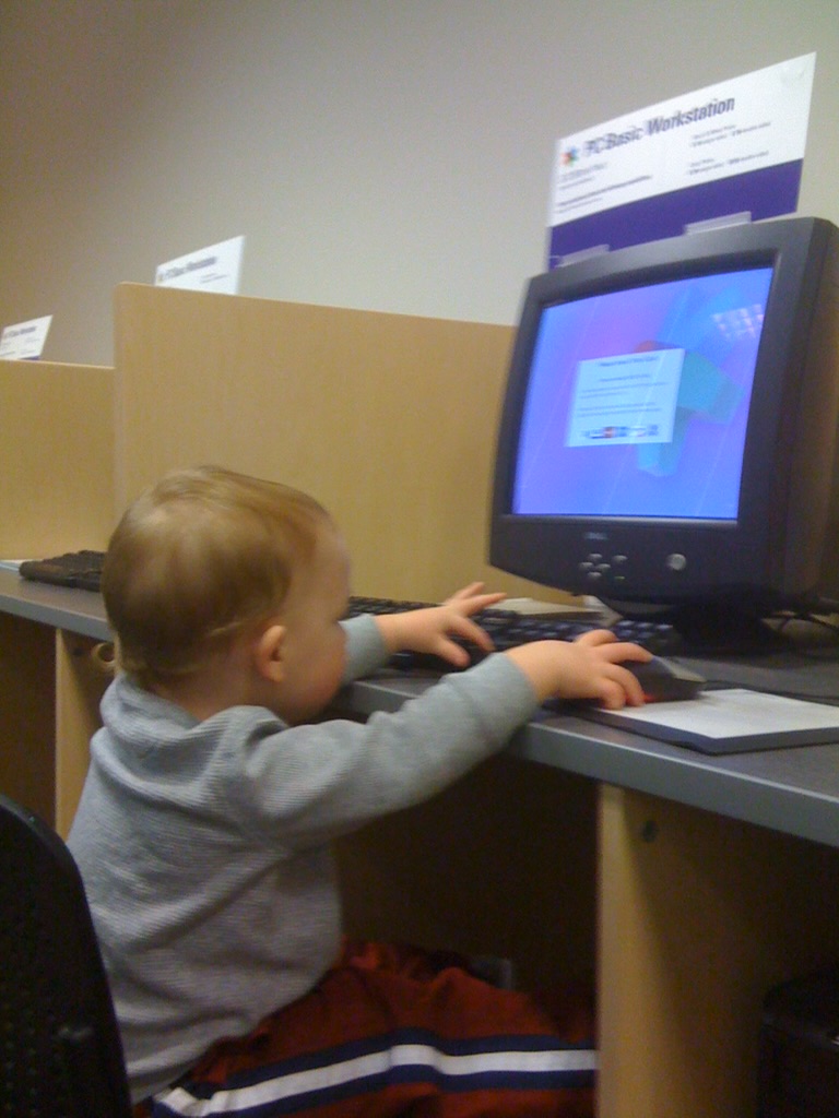 Young Nash at a library computer, circa 2008-2010
